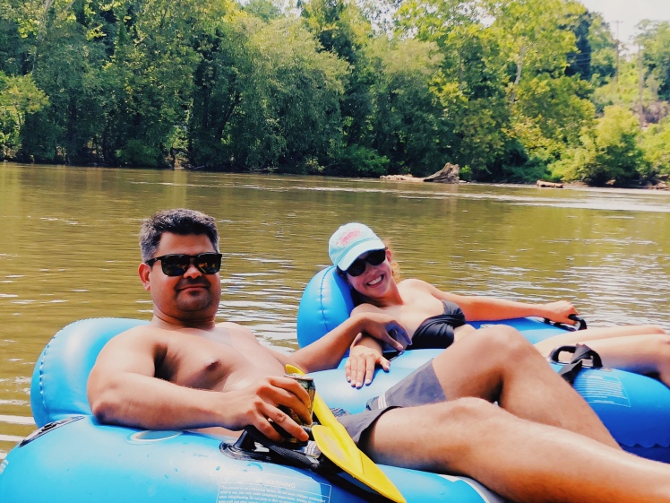 summer tubing on the French Broad River